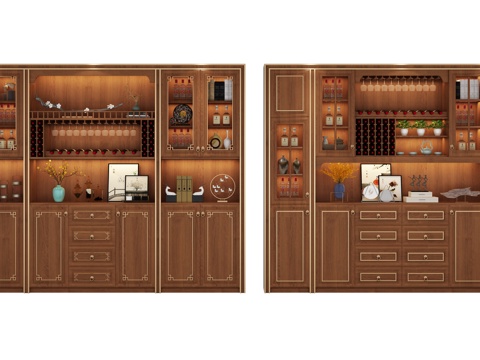  中式 酒柜3d模型 