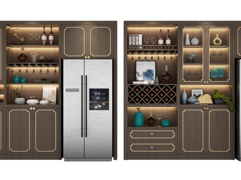  中式新中式酒柜3d模型 