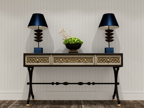  新古典端景台案几新中式3d模型 