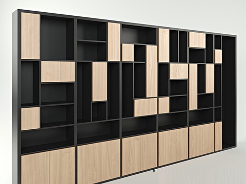  北欧书柜装饰柜3d模型 