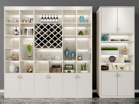  现代简约酒柜装饰柜3d模型 