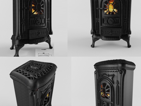  欧式柜子壁炉3d模型 