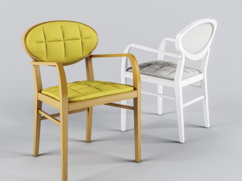  北欧休闲椅 书椅 木椅  户外椅su模型 