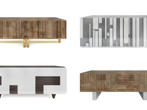  现代电视柜边柜组合3d模型 