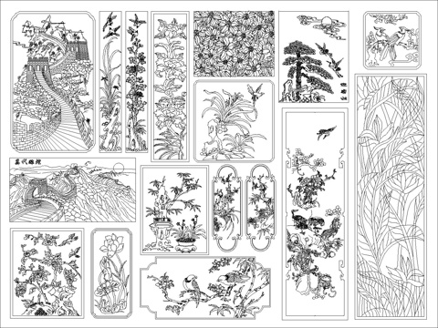 中式雕花cad施工图