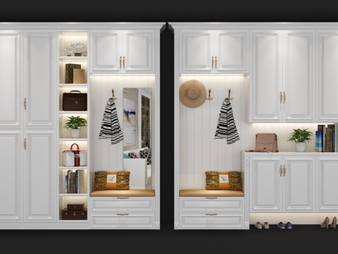  美式12 美式鞋柜组合3d模型 