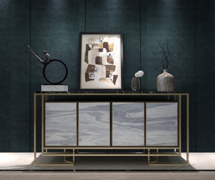  现代端景台 金属玄关柜 装饰柜 摆件3d模型 