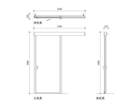 单门推拉门 推拉门平面图 单扇推拉门立面图 推拉门剖面图 简cad施工图