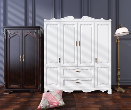  简欧欧式衣柜3d模型 