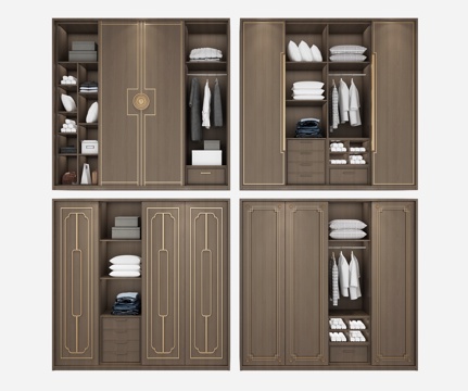  新中式衣柜组合3d模型 