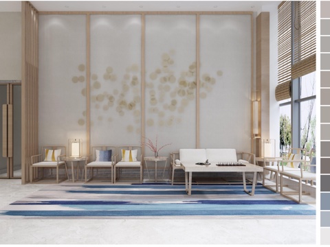  新中式酒廊 酒吧 清吧 休闲 沙发 桌球室 茶几 边几3d模型 