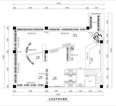 现代服装店平面方案图cad施工图