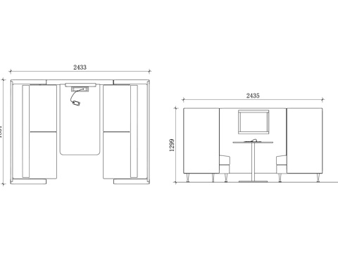 会议舱平立面图 会议舱布局图 会议室设计图 会议空间平面规划cad施工图