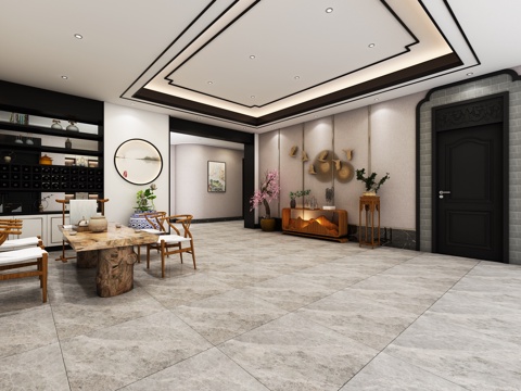  新中式接待大厅3d模型 