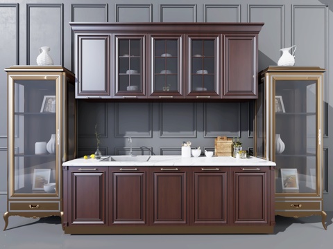  简欧欧式酒柜组合3d模型 