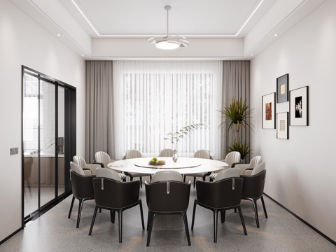  现代餐厅3d模型 