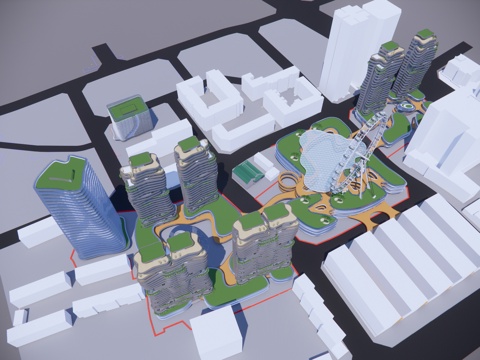  商业综合体高层住宅su模型 