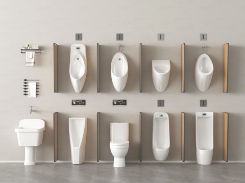  小便斗 小便池 小便器尿斗 立式马桶 卫浴小件su模型 