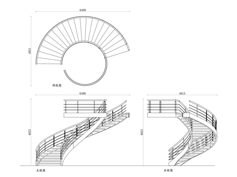 木质半圆形楼梯 半圆楼梯设计图 木楼梯布局图 弧形楼梯结构图cad施工图