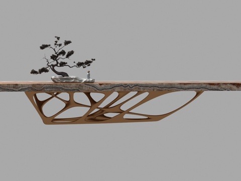  中式新中式条案 装饰台 公共大厅装饰条案3d模型 