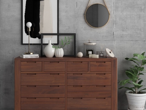  其它十斗柜搭配 餐边柜 摆件组合3d模型 