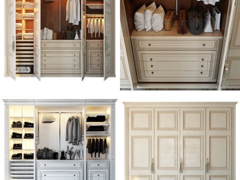  北欧衣柜 衣服 服装包 箱子 衣架 枕头3d模型 