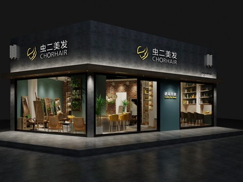  工业风理发店3d模型 