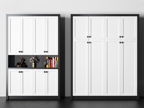  现代实木鞋柜衣柜组合3d模型 