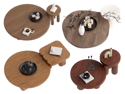 侘寂风茶几su模型