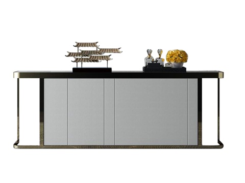  新中式边柜  端景 台边柜 摆件3d模型 