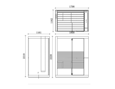 蒸桑拿房三视图 桑拿房平面图 桑拿房立面图 桑拿房剖面图 桑cad施工图cad施工图