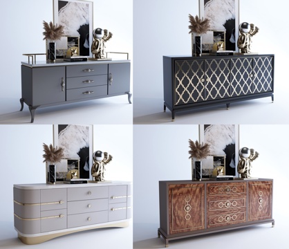  新古典边柜 餐边柜 现代边柜 新古典边柜 后现代餐边柜3d模型 