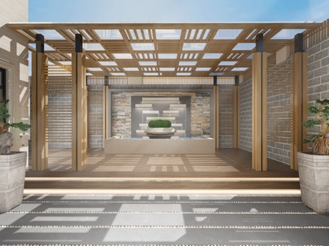  现代庭院 花园3d模型 