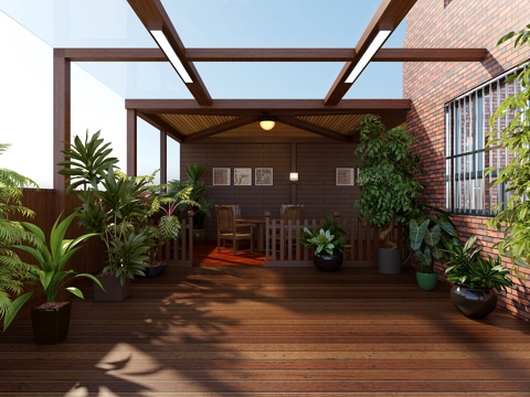  现代阳台 阳光棚 阳台花园3d模型 