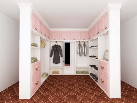  简欧欧式定制衣柜衣帽间3d模型 