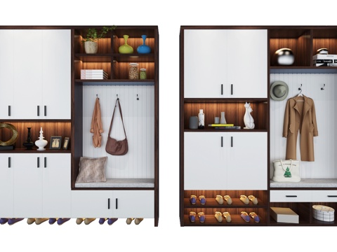  现代北欧鞋柜摆件组合3d模型 