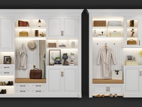  简欧12 简欧鞋柜摆件组合3d模型 