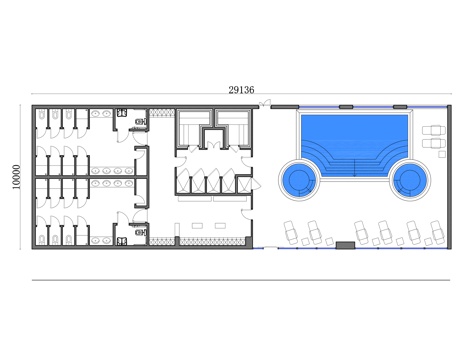澡堂室平面 澡堂布局图 浴室设计图 洗浴中心平面规划 澡堂空cad施工图