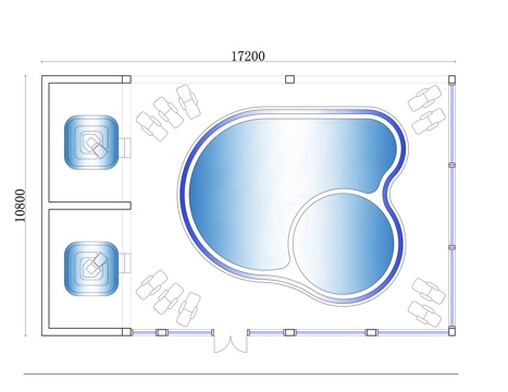澡堂泳池平面 泳池布局图 洗浴中心设计图 澡堂内泳池规划图cad施工图