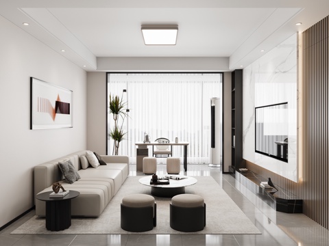  现代客厅3d模型 