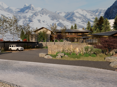  现代民宿建筑SU模型su模型 