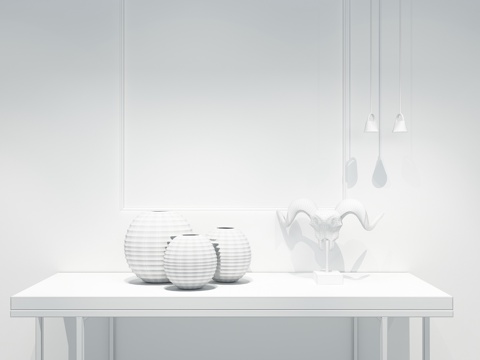  现代柜子架子装饰摆件3d模型 