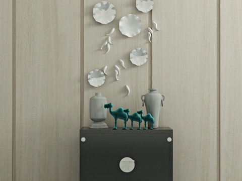  现代新中式鞋柜 装饰柜边柜墙饰摆件3d模型 