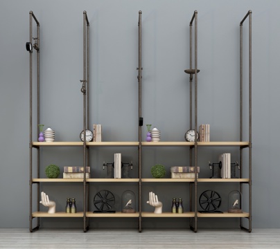  工业风装饰架 工业风装饰柜 金属装饰架 装饰柜架 摆件组合3d模型 