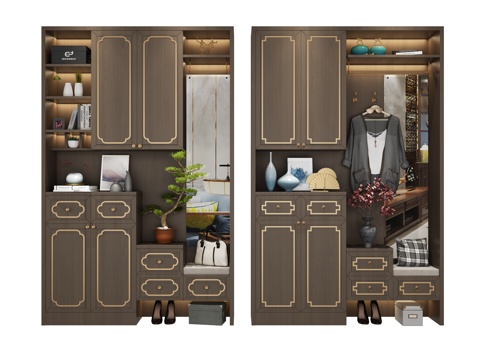  新中式鞋柜3d模型 