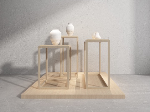  中式展示架 日式 中式 博物馆3d模型 