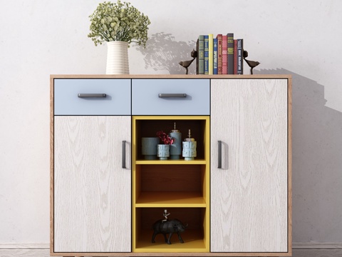  现代鞋柜边柜饰品3d模型 