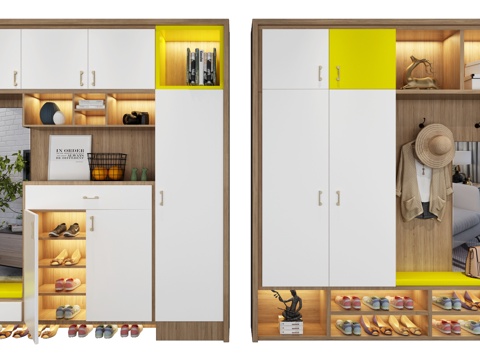  北欧12 北欧现代鞋柜摆件组合3d模型 