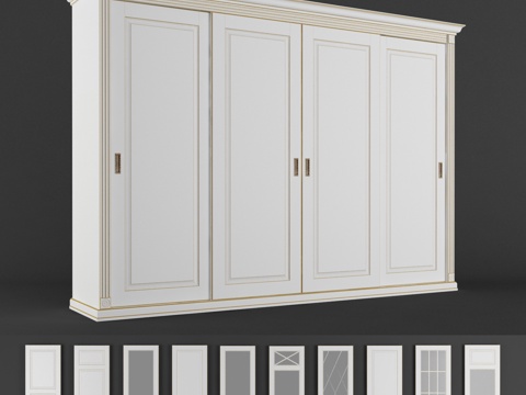  简欧衣柜 门板3d模型 