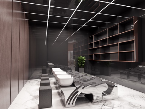  现代轻奢理发店3d模型 